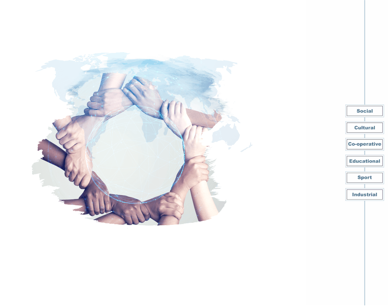 Hands joined in a connected circle representing community networks