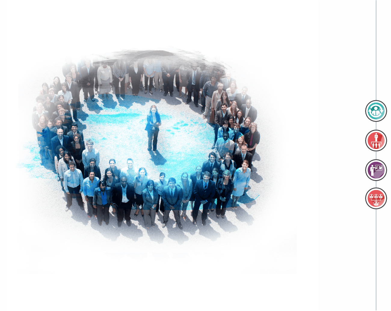 A wide network of people forming a connected circle